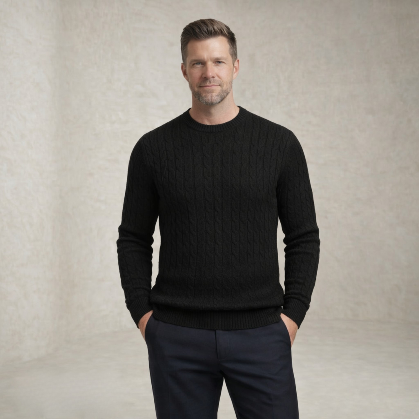 Daniel | Cable Knit Crewneck Knitted Sweater