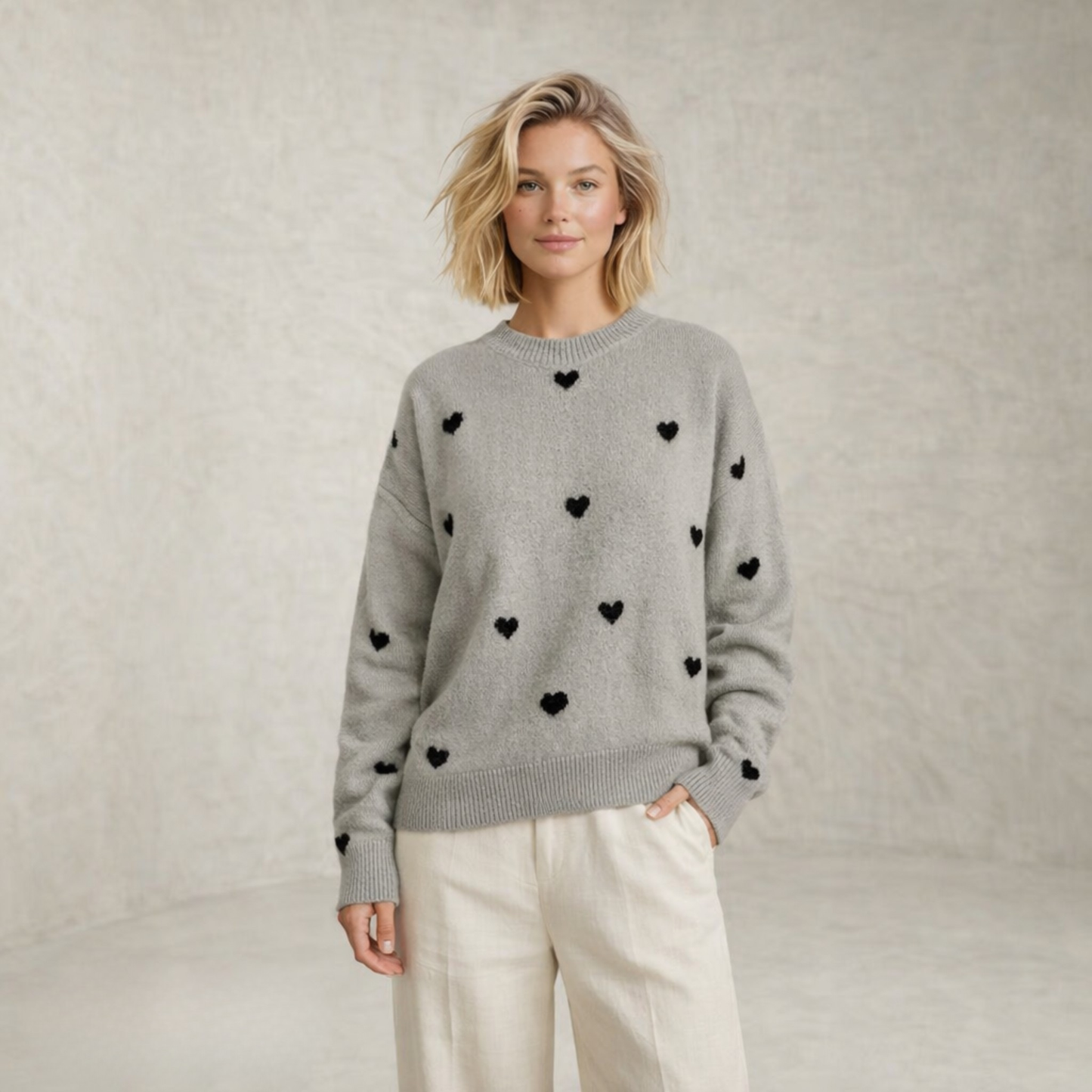 Hazel | Heart Motif Knitted Sweater