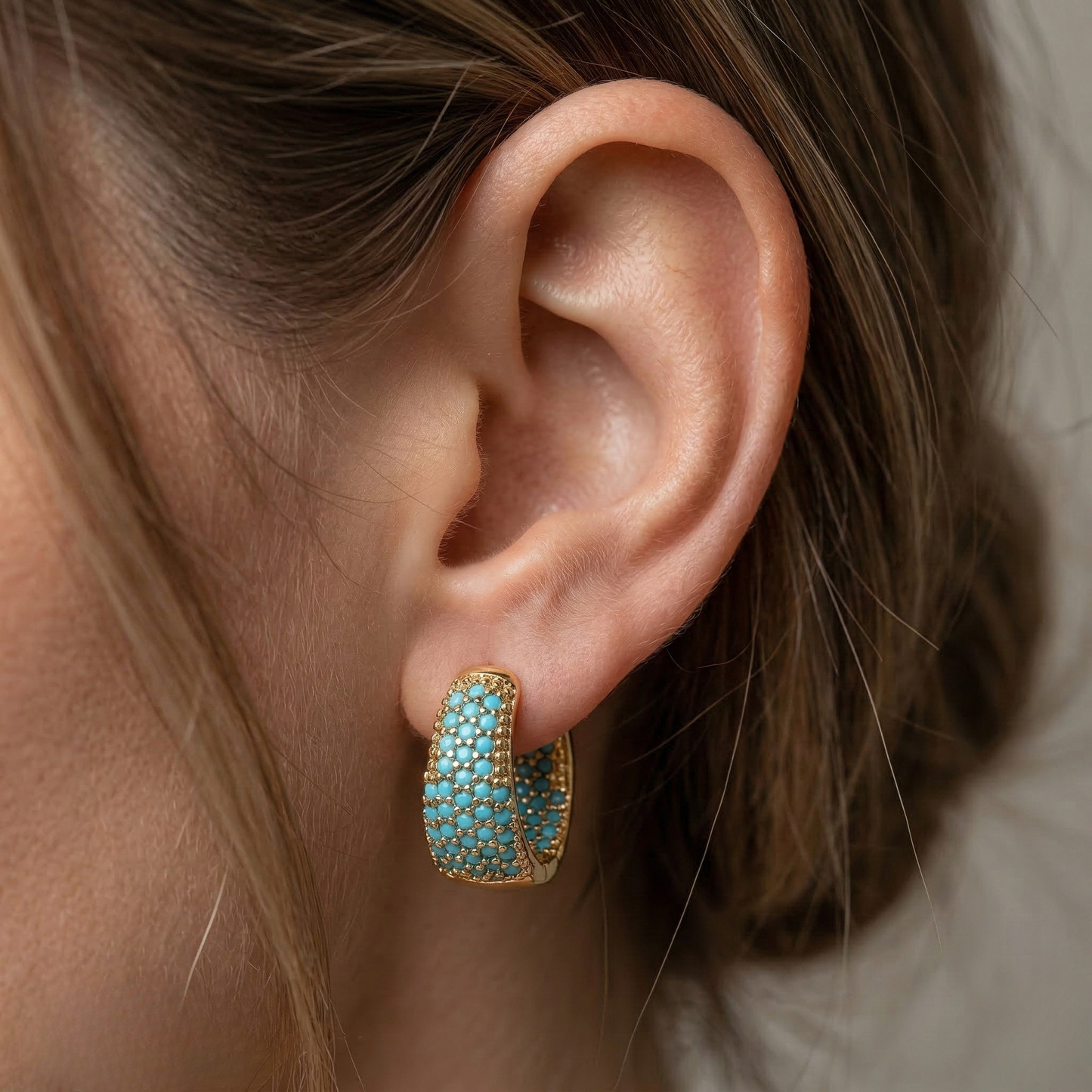 Lucie | Elegant Turquoise Beaded Hoop Earrings