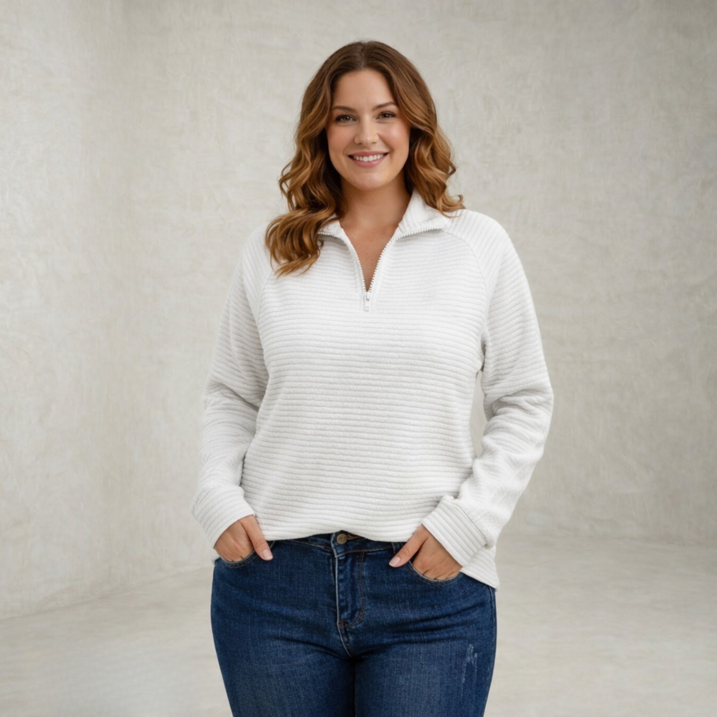 Madison | Ribbed Half Zip Sweater