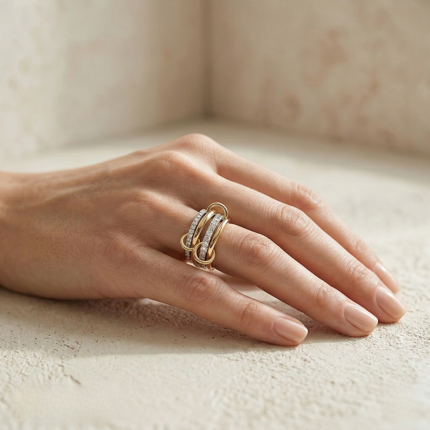 Natalie | Interlock Gold Stack Rings