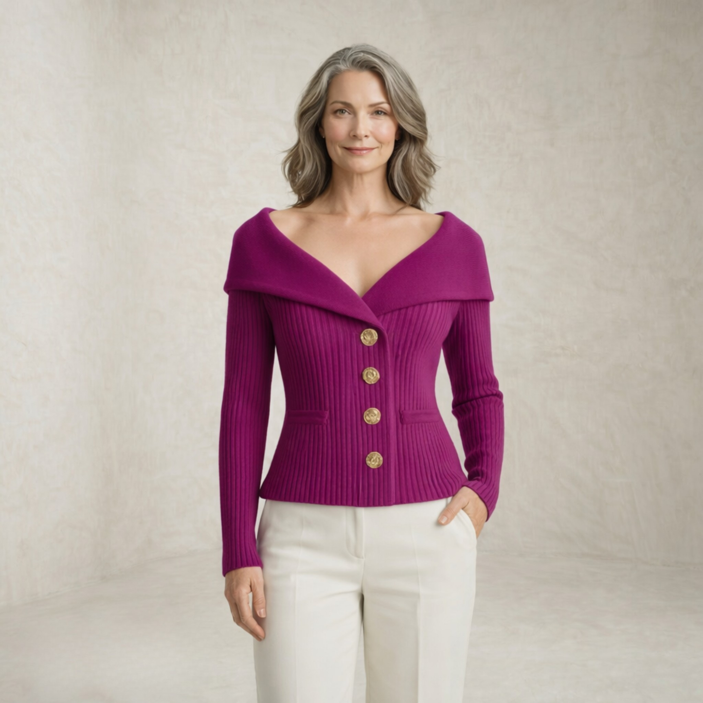 Victoria | Ribbed Buttoned Sweater