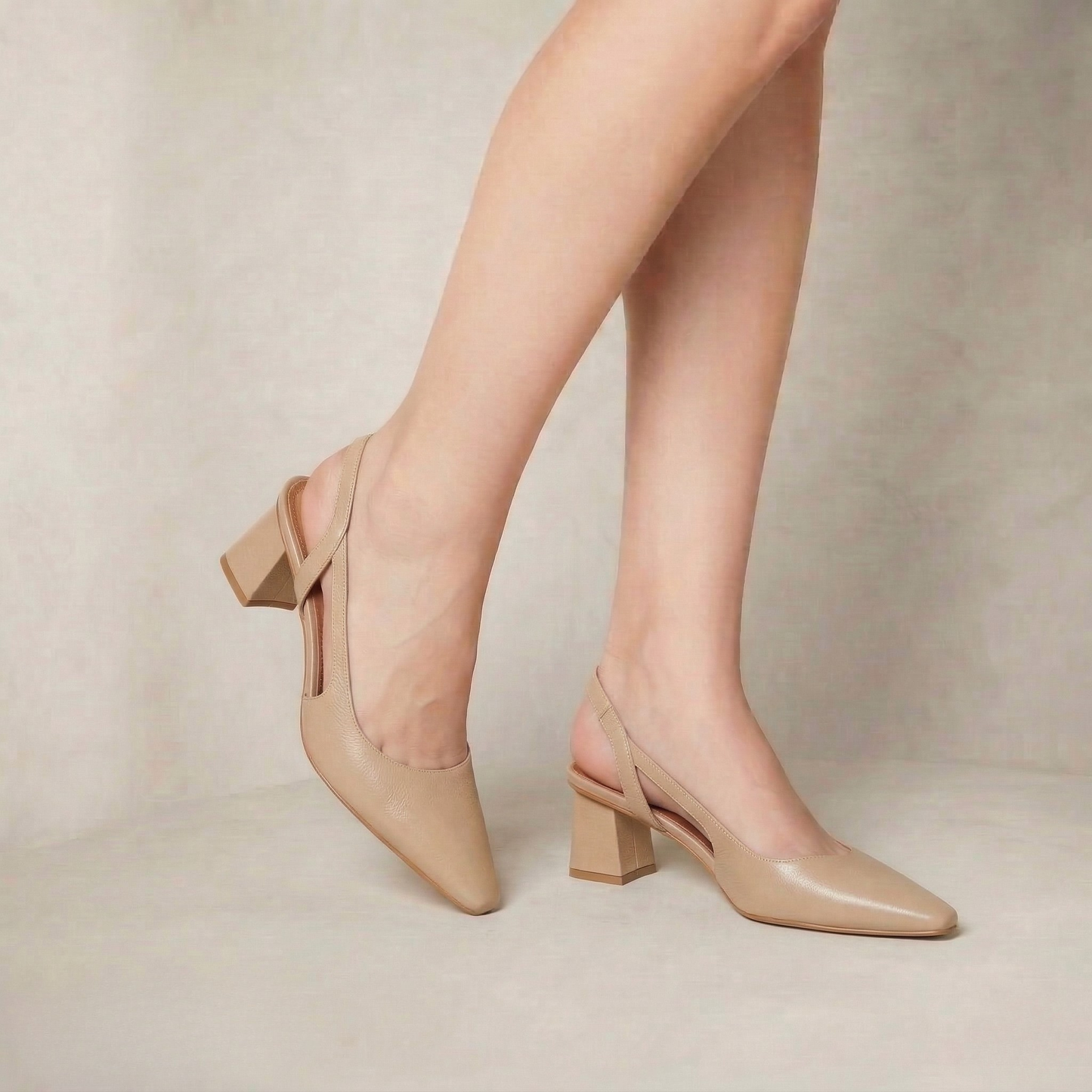 Annelise | Flared Block Heel Leather Pumps