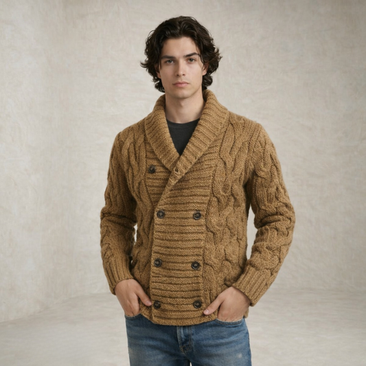 Benjamin | Shawl Collar Cable Knit Knitted Jacket