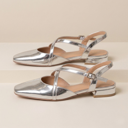 Bria | Refined Cross-Strap Leather Ballet Flats