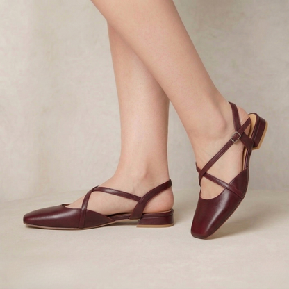 Bria | Refined Cross-Strap Leather Ballet Flats