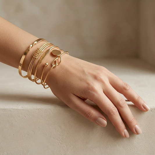 Colette | Gold-Plated Knotted Bangle Set