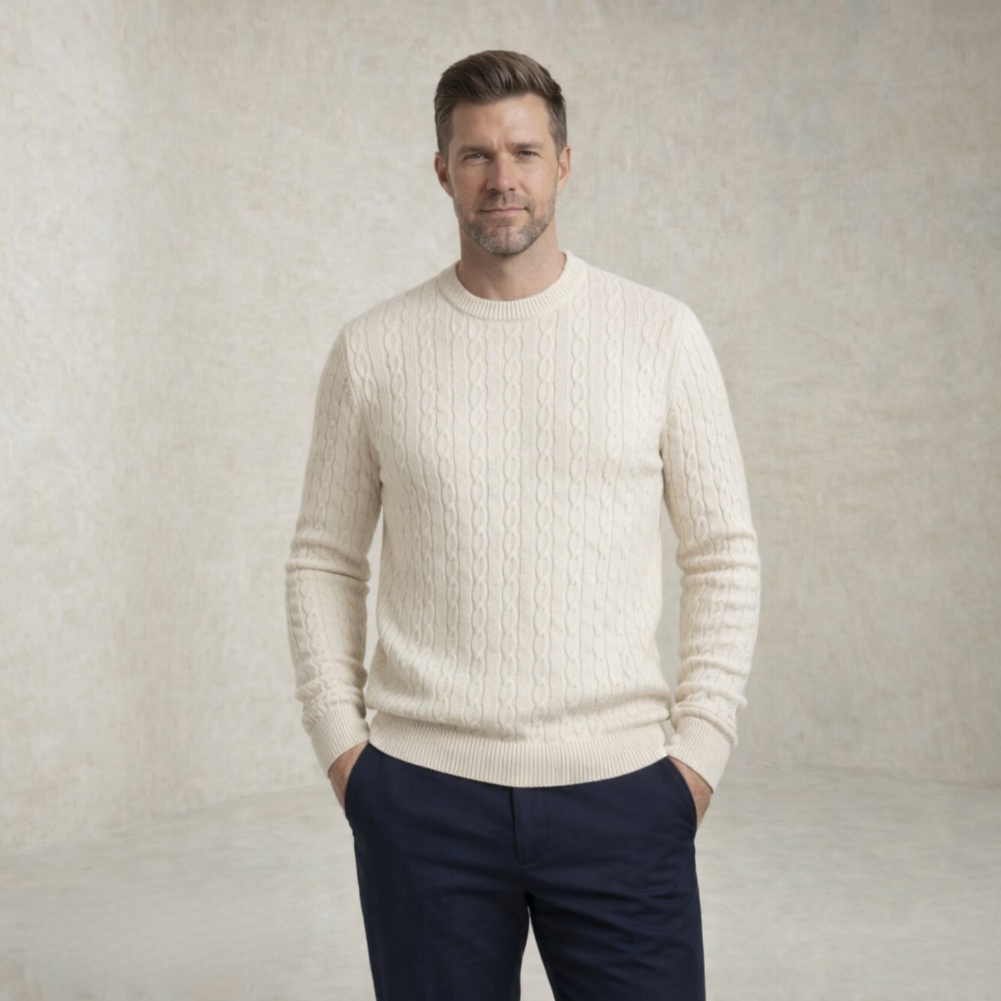 Daniel | Cable Knit Crewneck Knitted Sweater