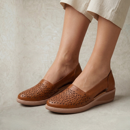 Elisa | Perforated Leather Flats