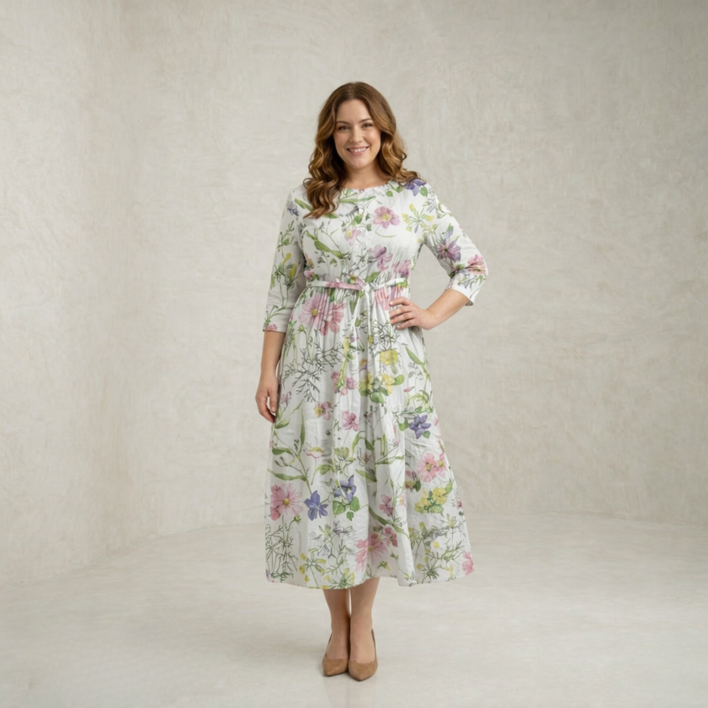 Everly | Floral Button-Front Midi Dress