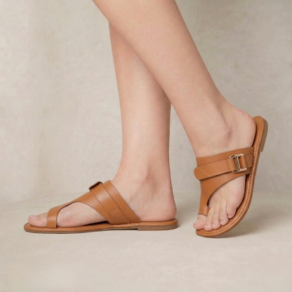 Freya | Polished Genuine Leather Warm-Weather Sandals