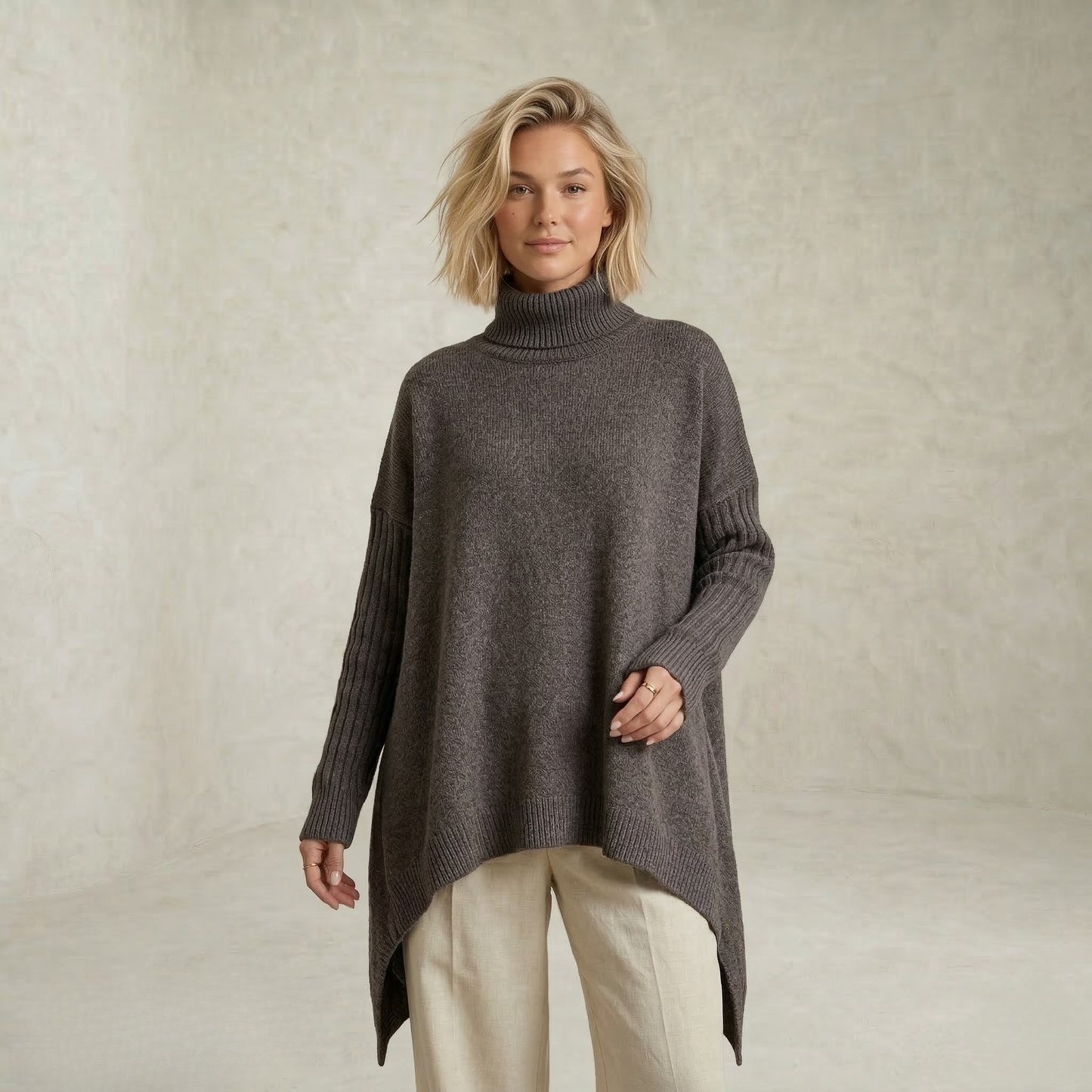 Gianna | Longline Turtleneck Knitted Sweater
