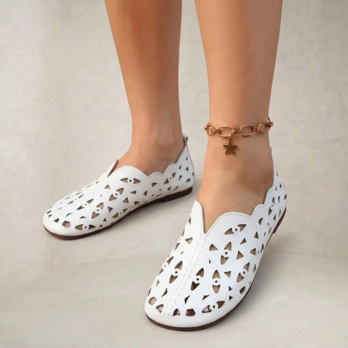 Giselle | Lightweight Flexible Cutout Leather Flats