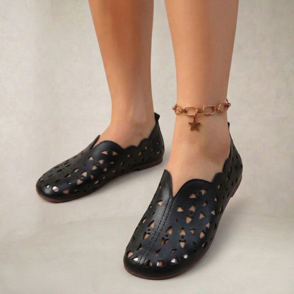 Giselle | Lightweight Flexible Cutout Leather Flats