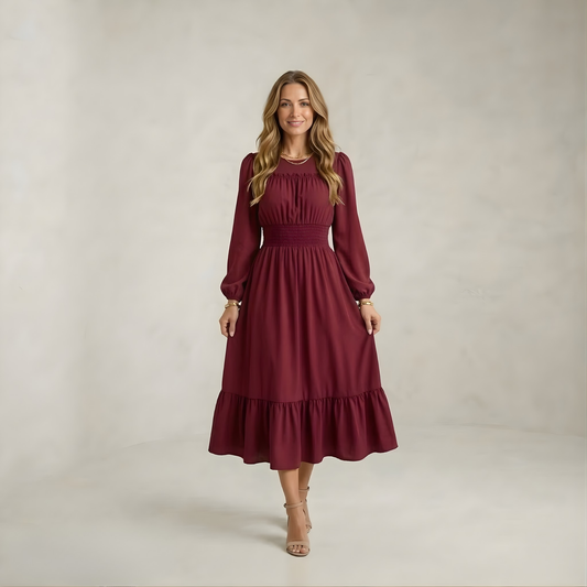 Hannah | Refined Ruffle-Hem Midi Dress