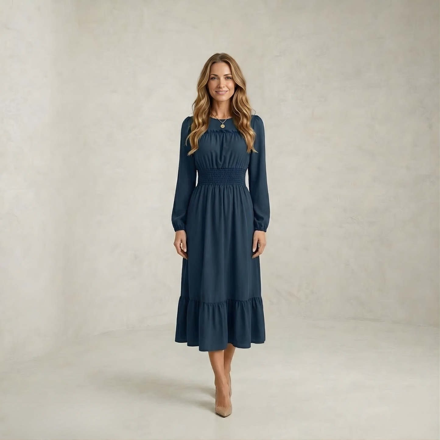 Hannah | Refined Ruffle-Hem Midi Dress