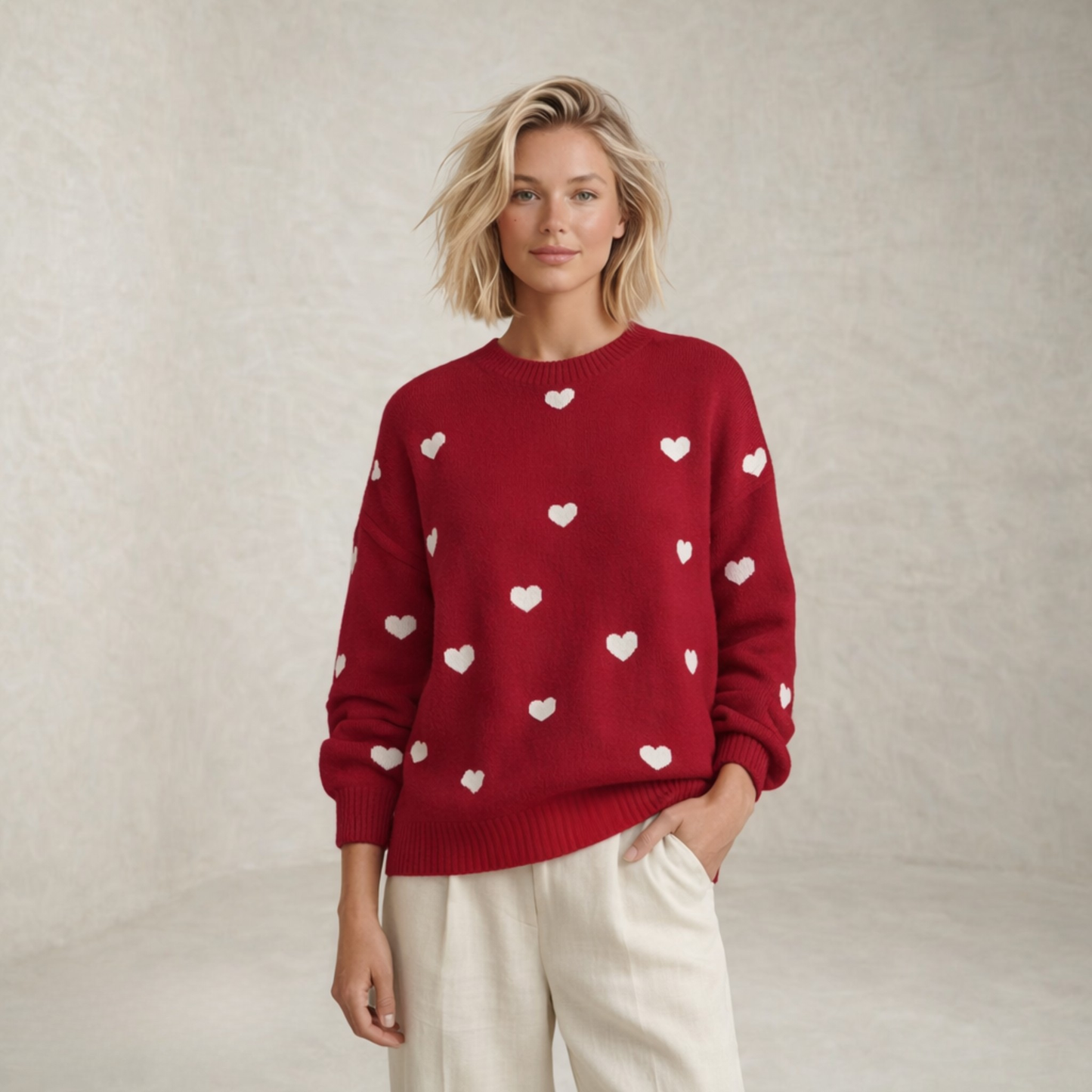 Hazel | Heart Motif Knitted Sweater