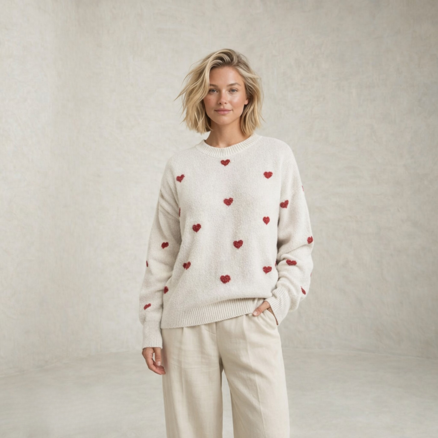 Hazel | Heart Motif Knitted Sweater