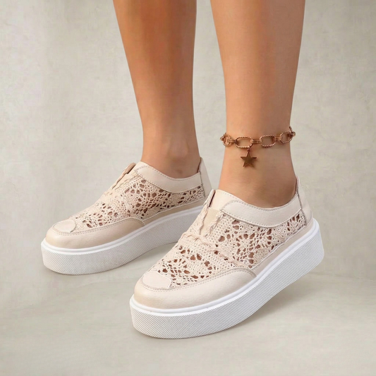 Iliana | Breathable Crochet Lace Platform Sneakers