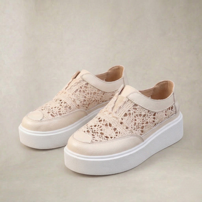 Iliana | Breathable Crochet Lace Platform Sneakers