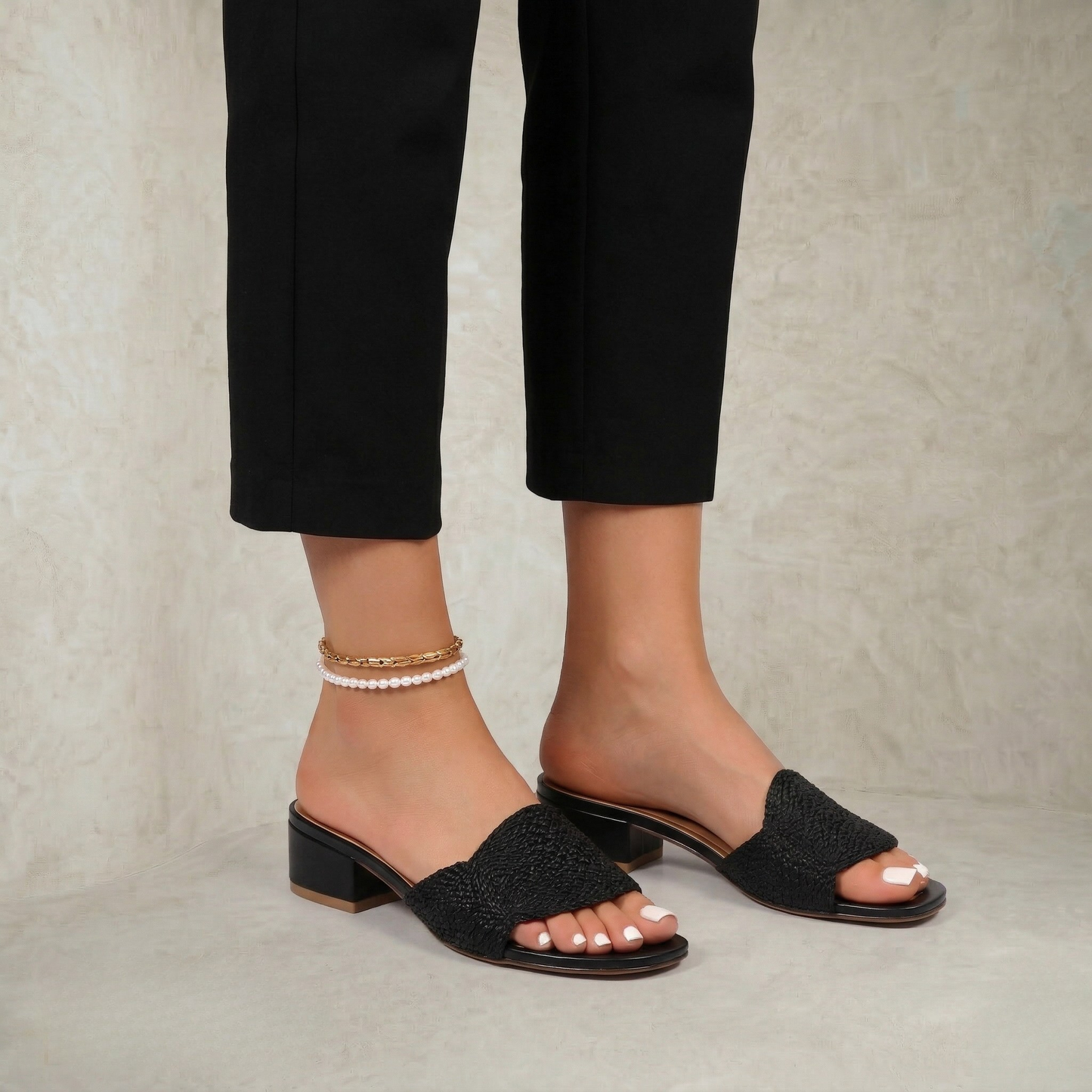 Irene | Textured Woven Mules