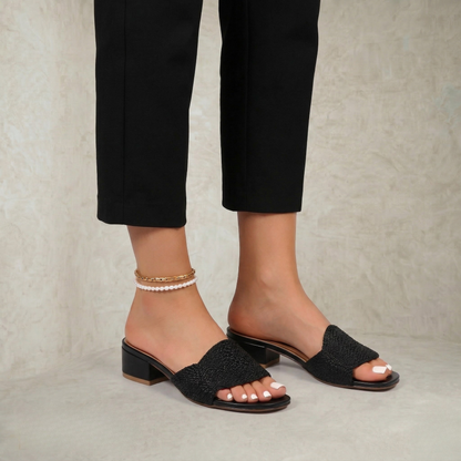 Irene | Textured Woven Mules