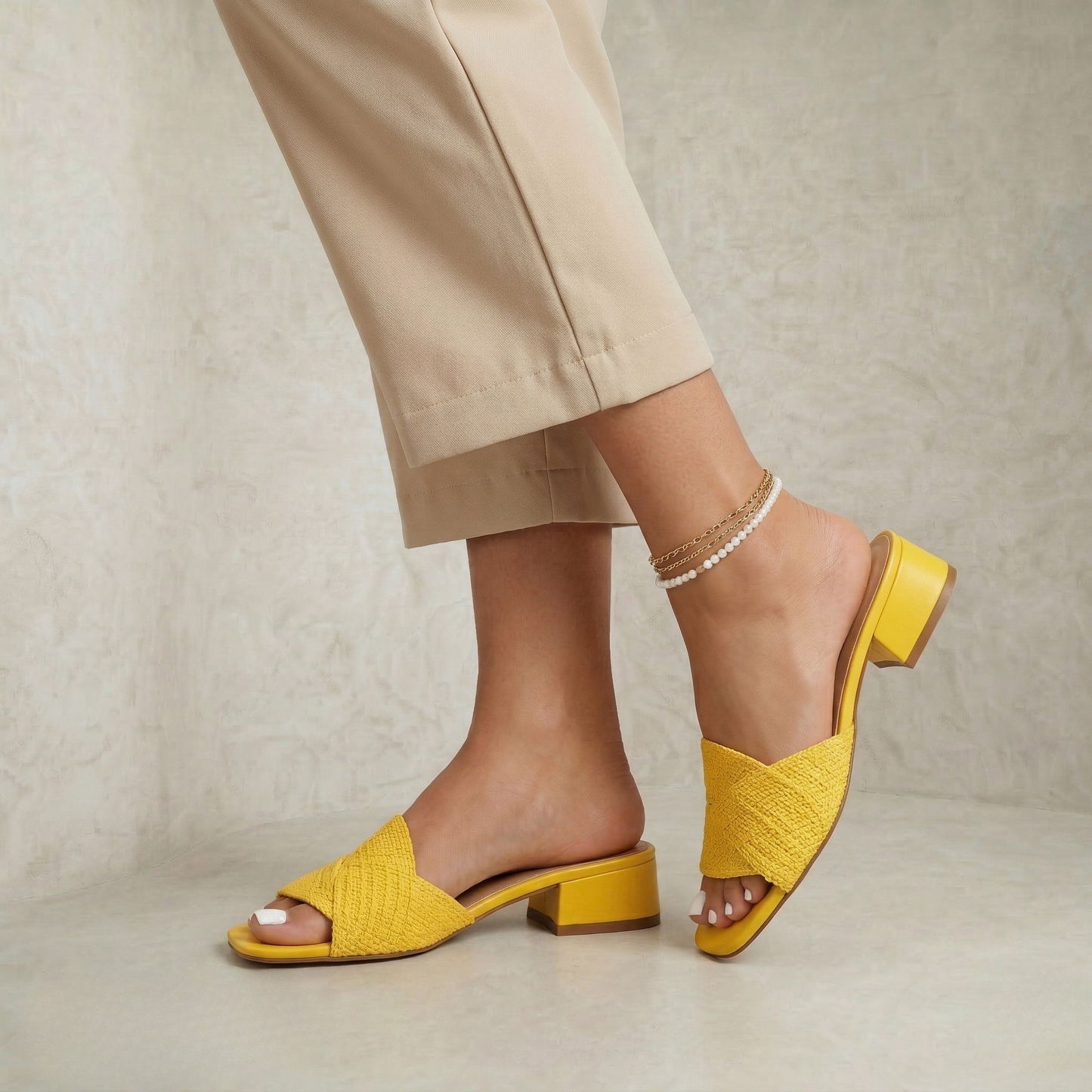 Irene | Textured Woven Mules