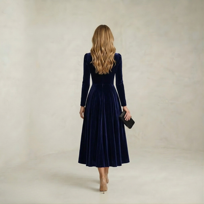 Isla | Deep Sea Long-Sleeve Midi Dress