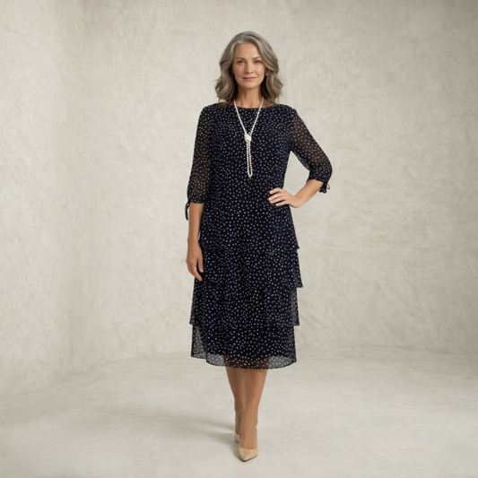 Isla | Tiered Polka Dot Midi Dress