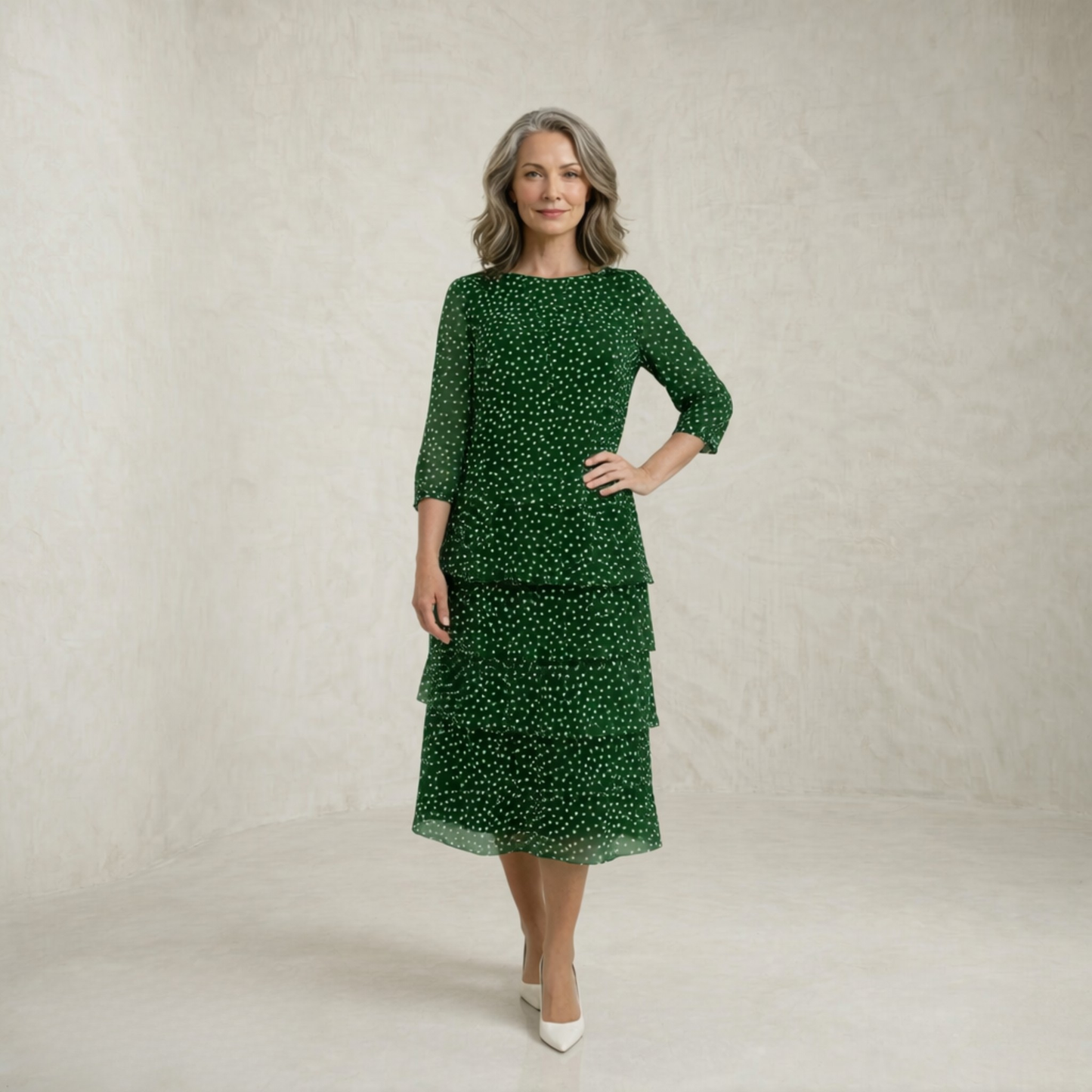 Isla | Tiered Polka Dot Midi Dress