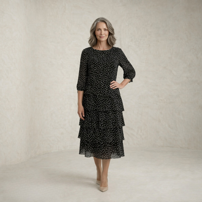 Isla | Tiered Polka Dot Midi Dress