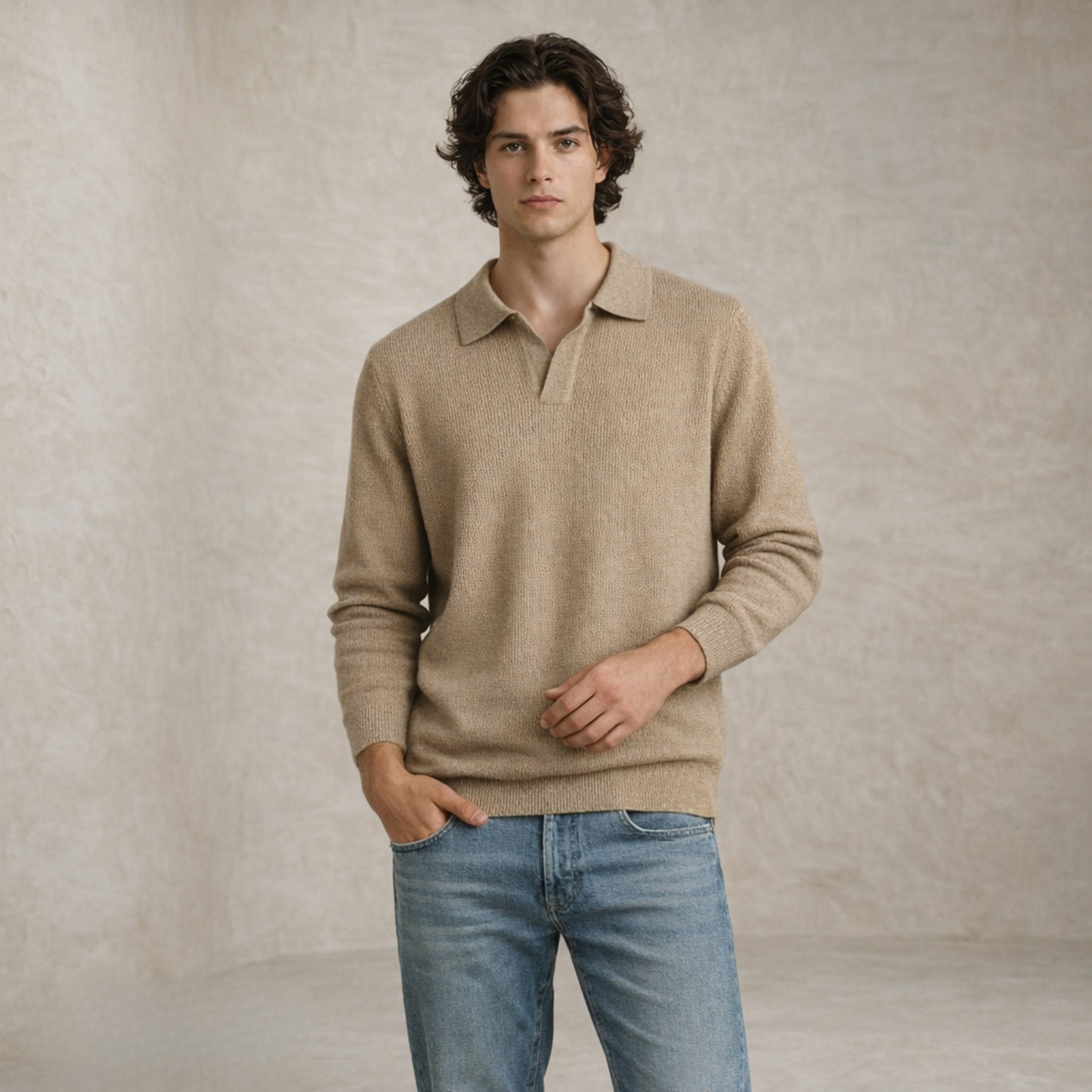 Jacob | Open-Collar Ribbed Sweater
