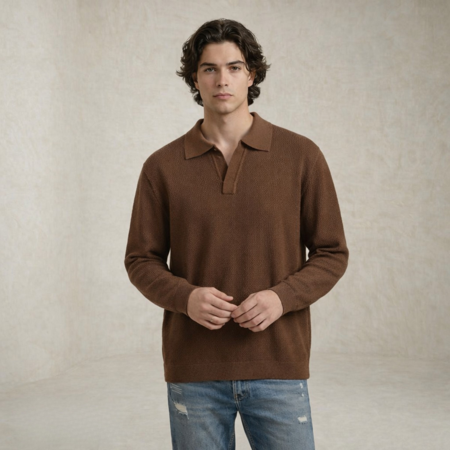Jacob | Open-Collar Ribbed Sweater