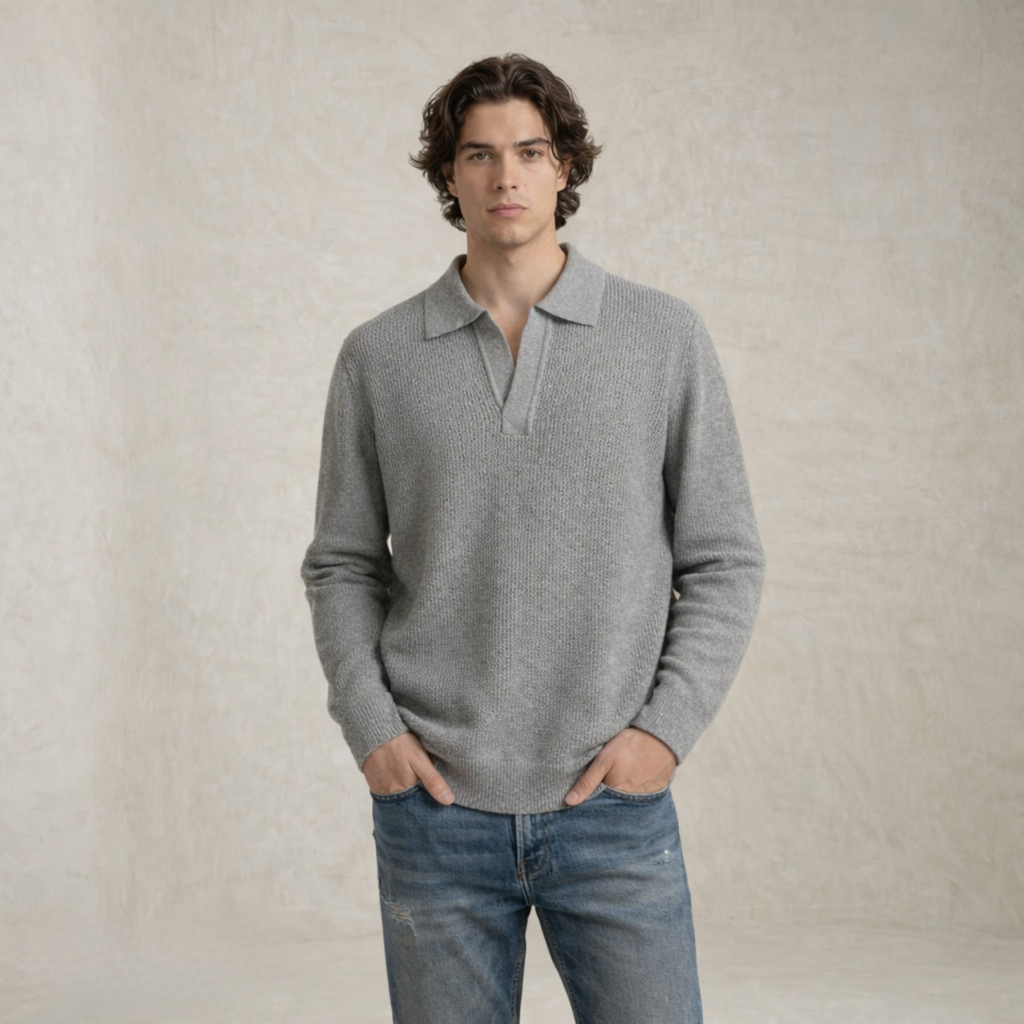 Jacob | Open-Collar Ribbed Sweater