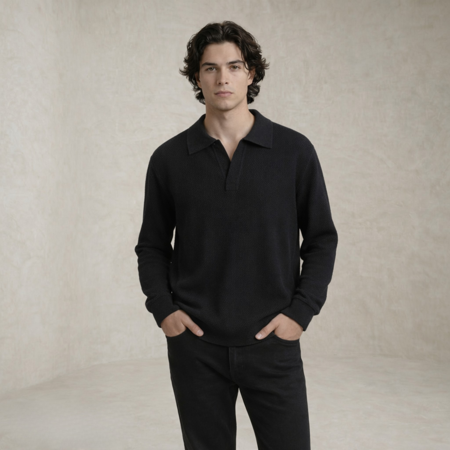 Jacob | Open-Collar Ribbed Sweater