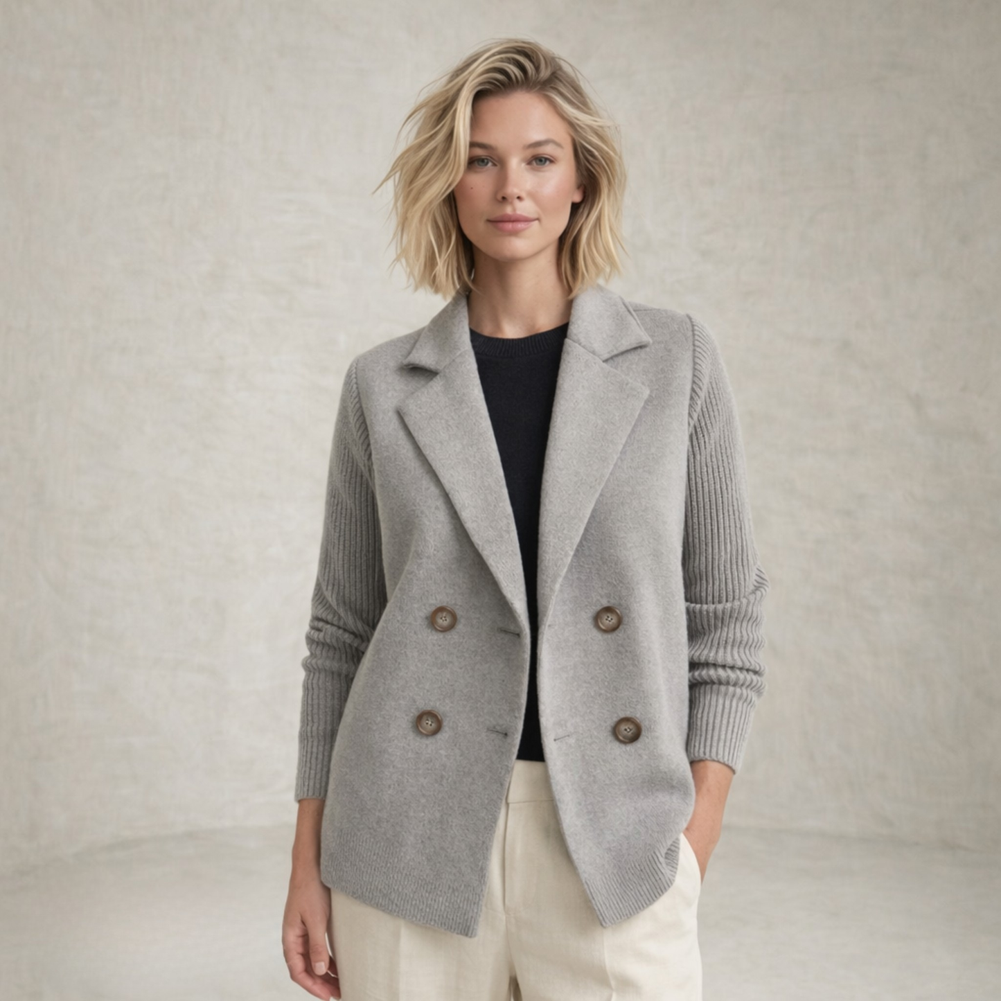 Leah | Double-Breasted Knitted Jacket