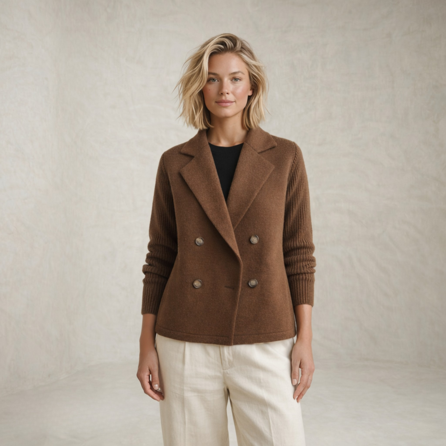 Leah | Double-Breasted Knitted Jacket