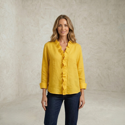 Leona | Soft Ruffle V Neck Blouse