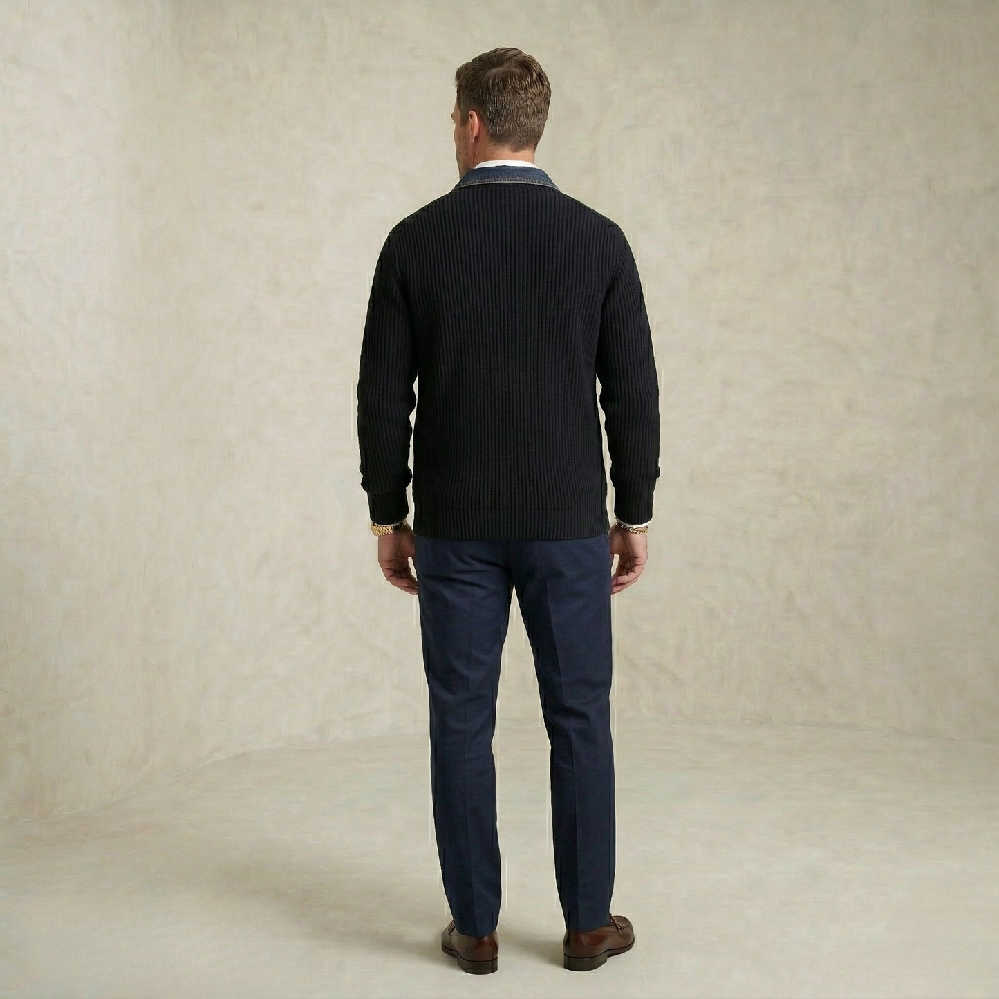 Liam | Wool & Denim-Lined Cardigan Jacket