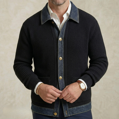 Liam | Wool & Denim-Lined Cardigan Jacket