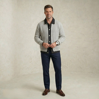 Liam | Wool & Denim-Lined Cardigan Jacket