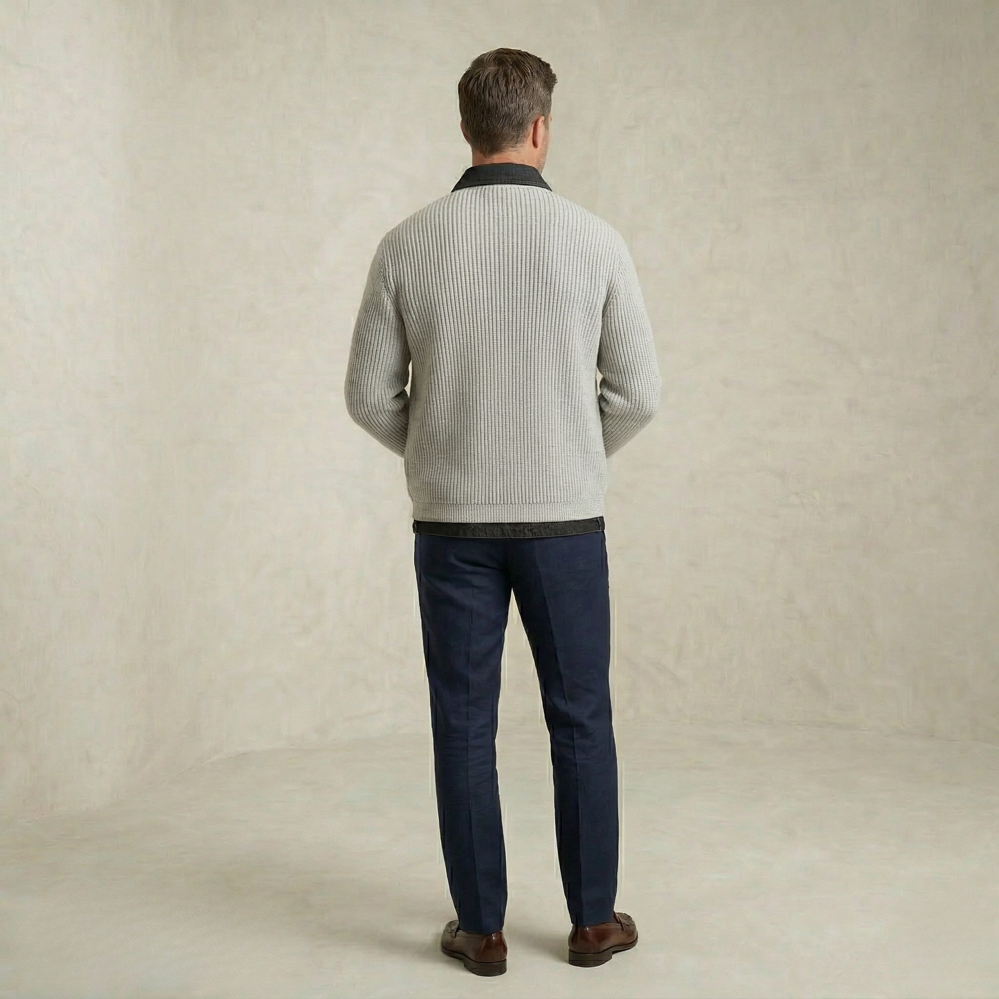 Liam | Wool & Denim-Lined Cardigan Jacket