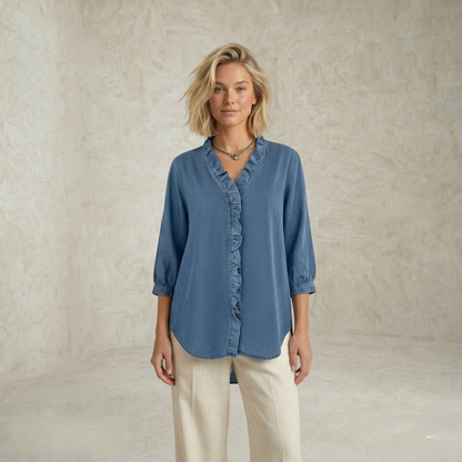 Linda | Elegant Ruffle Trim Blouse