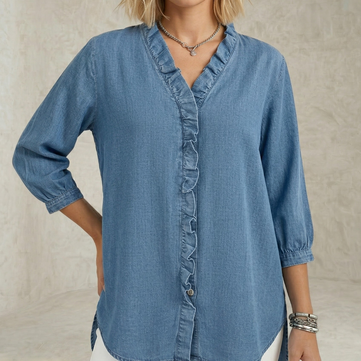 Linda | Elegant Ruffle Trim Blouse