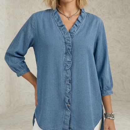 Linda | Elegant Ruffle Trim Blouse
