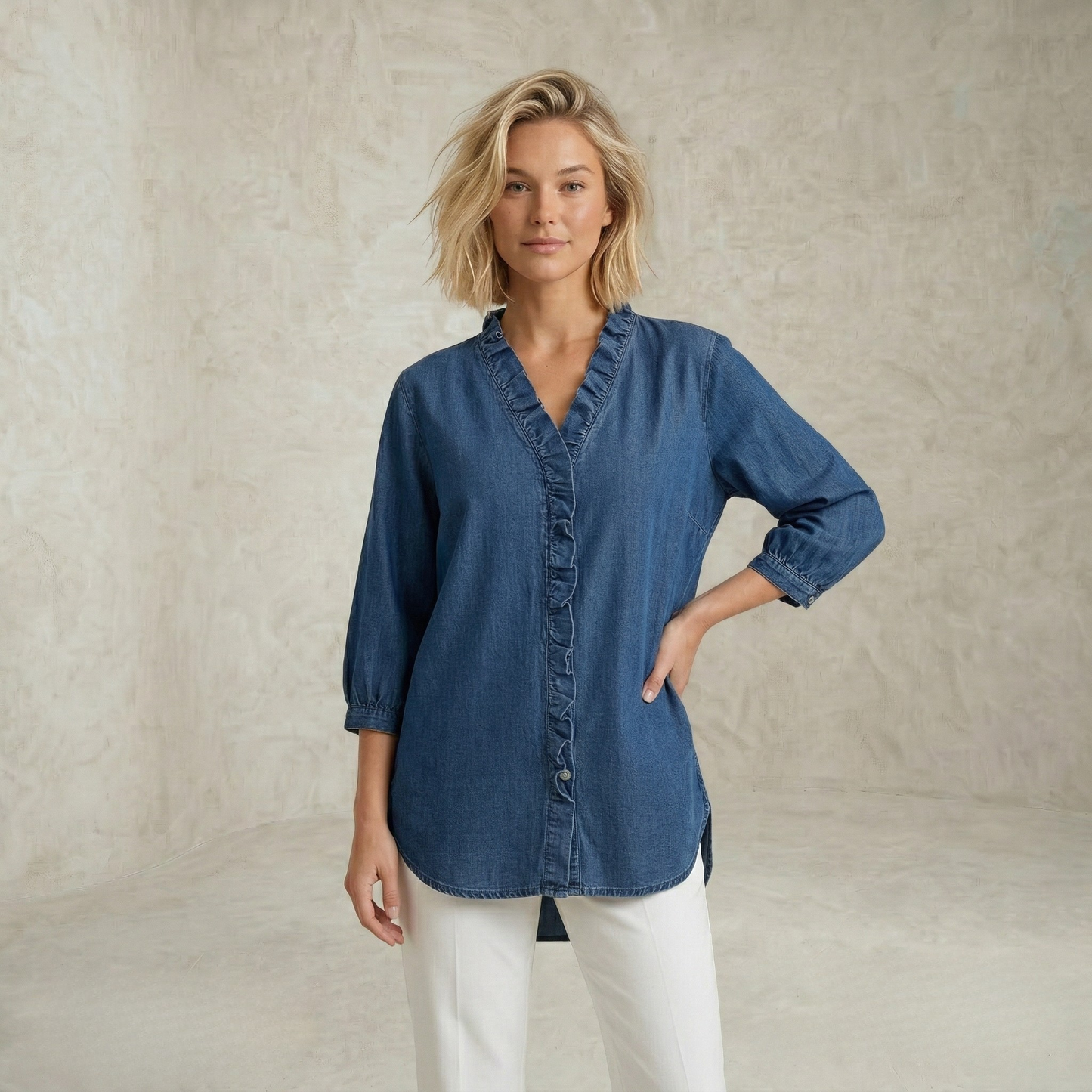 Linda | Elegant Ruffle Trim Blouse