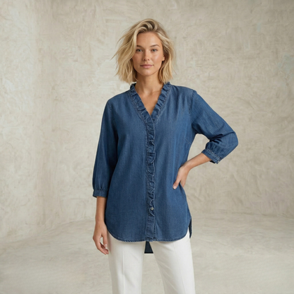 Linda | Elegant Ruffle Trim Blouse