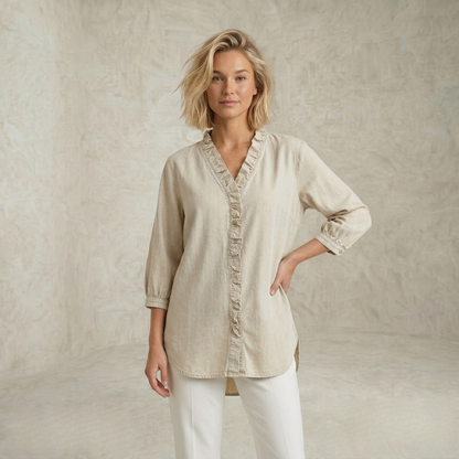 Linda | Elegant Ruffle Trim Blouse