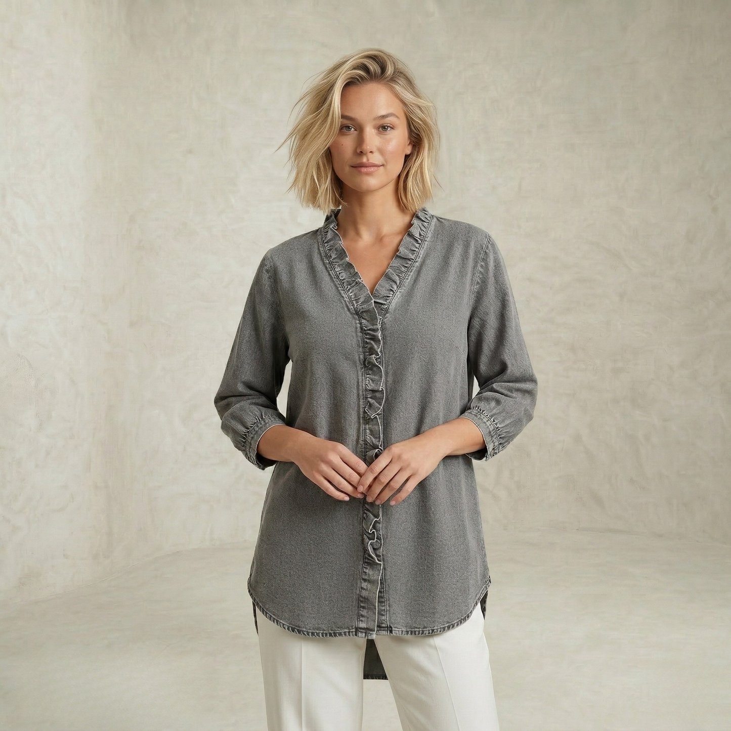 Linda | Elegant Ruffle Trim Blouse