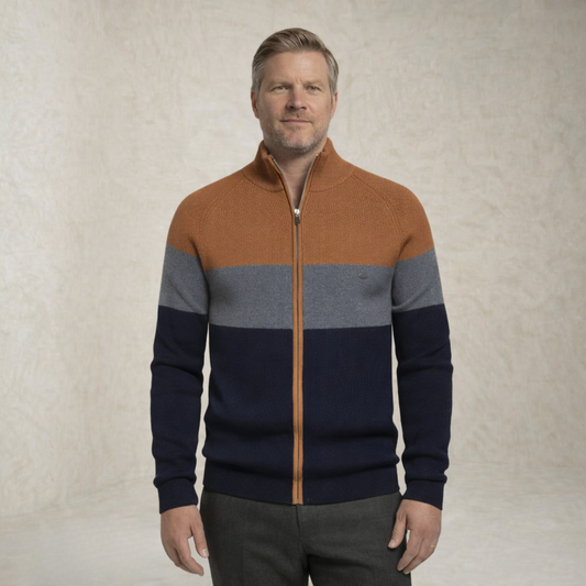 Logan | Color-Block Ribbed Sweater with Zipper